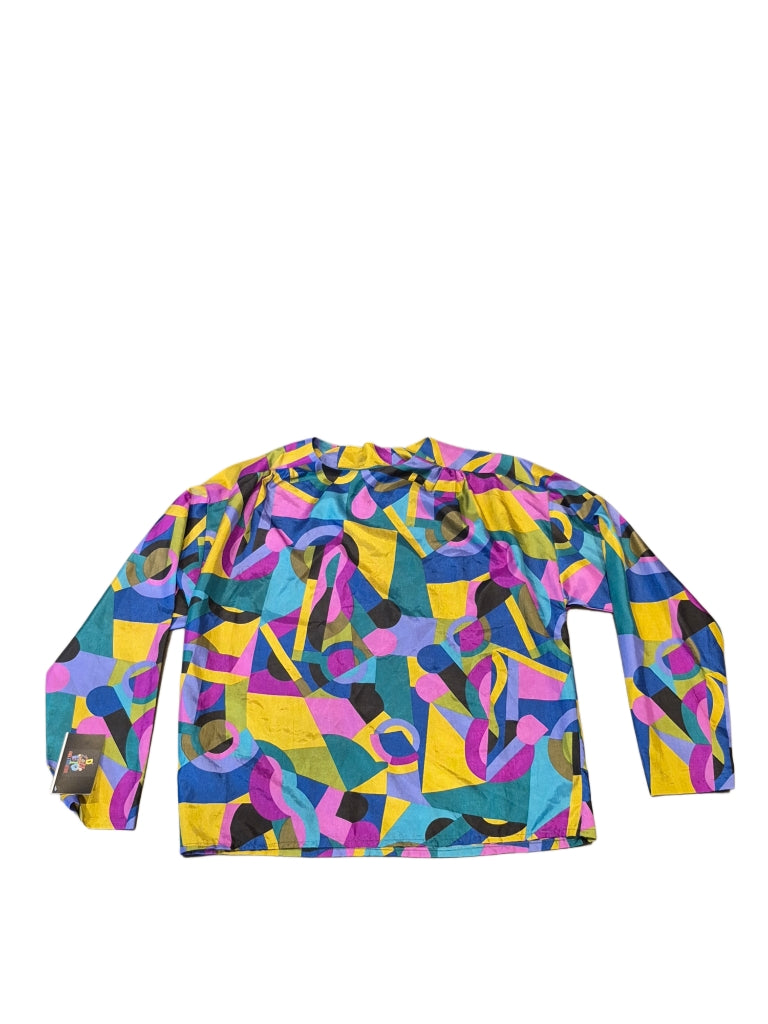 VTG silk colorful pull over blouse